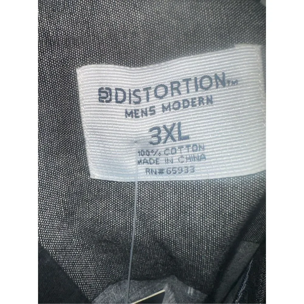 NEW WITH TAGS  Distortion men’s modern 3XL 100% cotton black and white men’s but